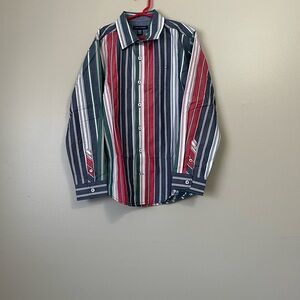 Tommy Hilfiger Red and Green Striped Shirt